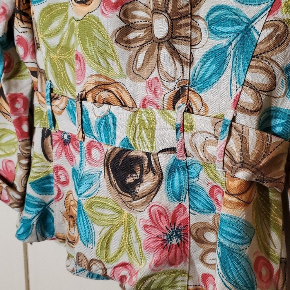 Floral Blazer Bead Detail Buttons & Tie Front Sz10 - Picture 10 of 10